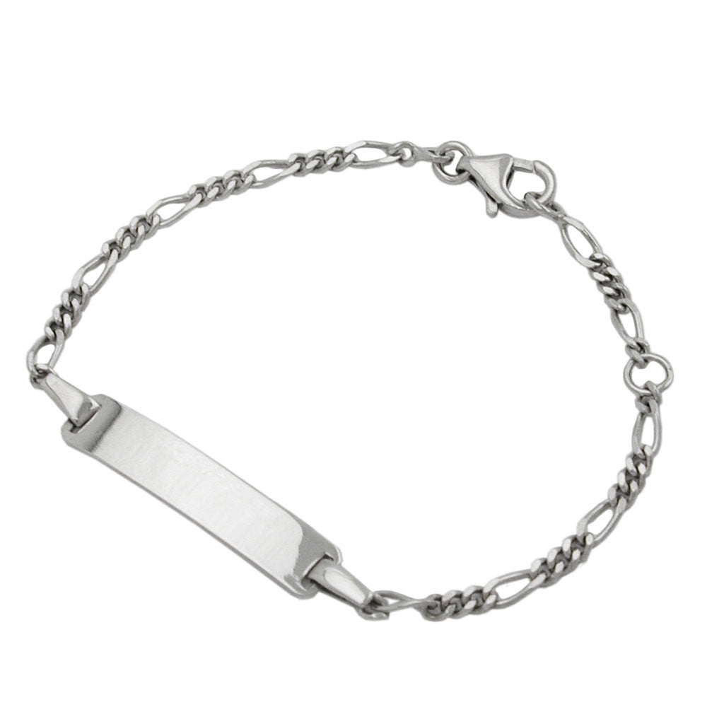 Schildarmband für Kinder 2mm Panzerkette Gravurplatte verschiedene Größen matt diamantiert Silber 925 verschiedene Längen