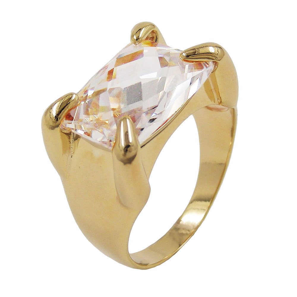 Ring mit verschiedene Größen großem Zirkonia in Tropfenform 3 Mikron vergoldet verschiedene Ringgrößen