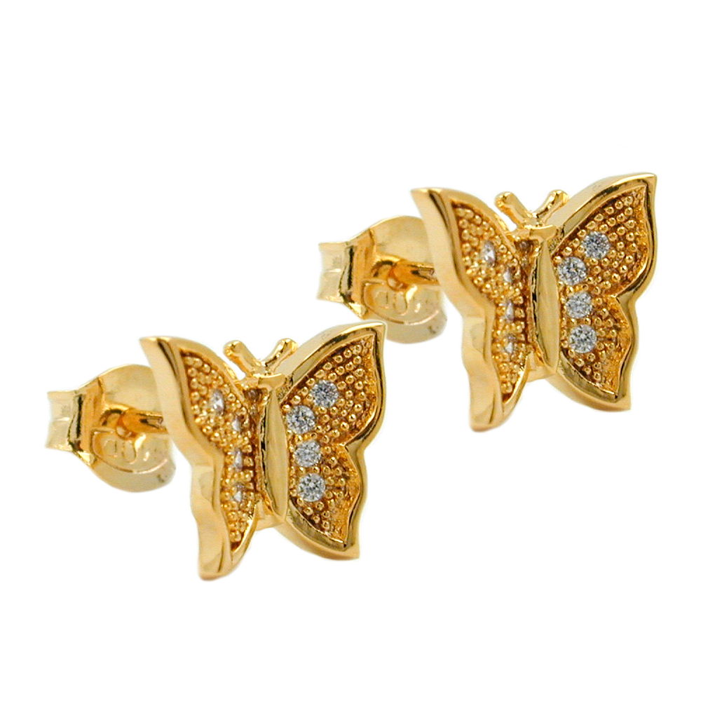 Ohrstecker Ohrring verschiedene Größen Schmetterling vergoldet 3 Mikron