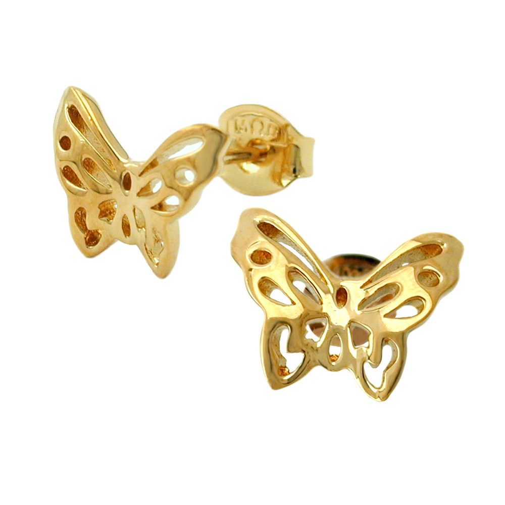 Ohrstecker Ohrring verschiedene Größen Schmetterling vergoldet 3 Mikron