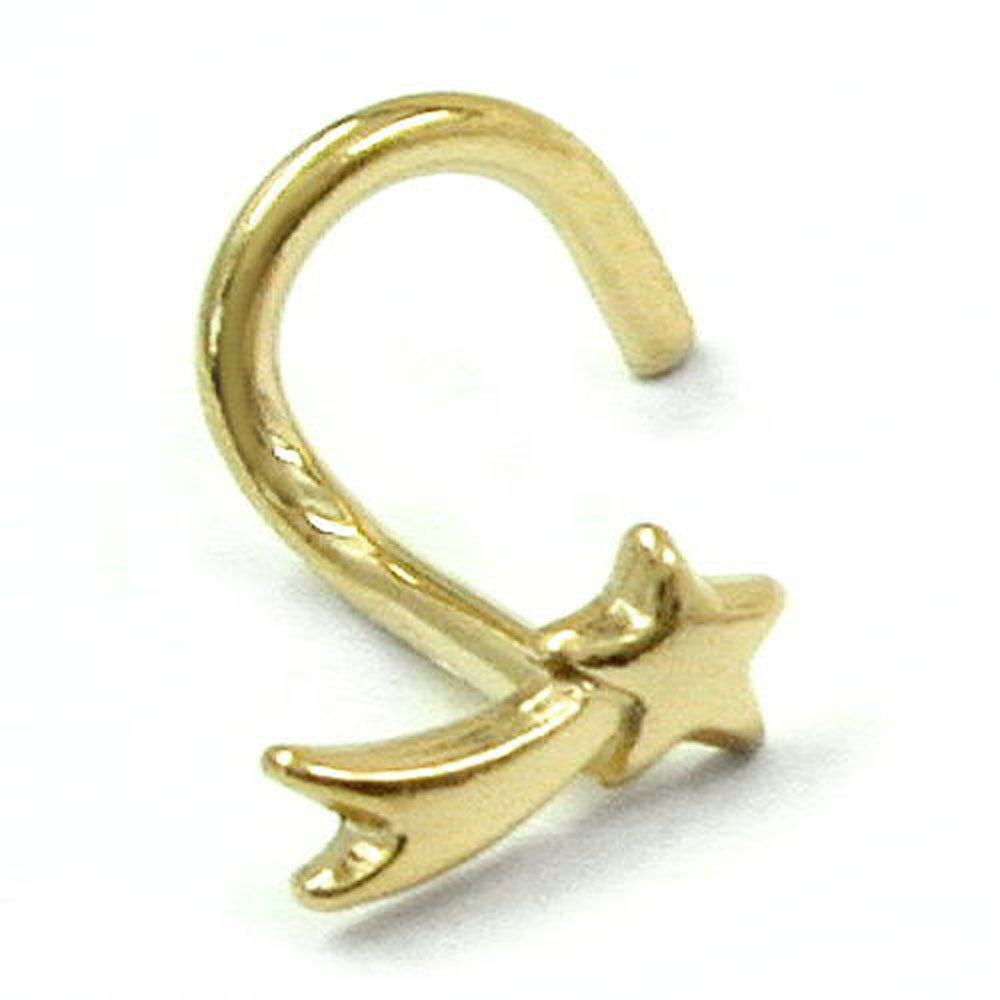 Nasenstecker verschiedene Größen Spirale mit Sternschnuppe 18Kt