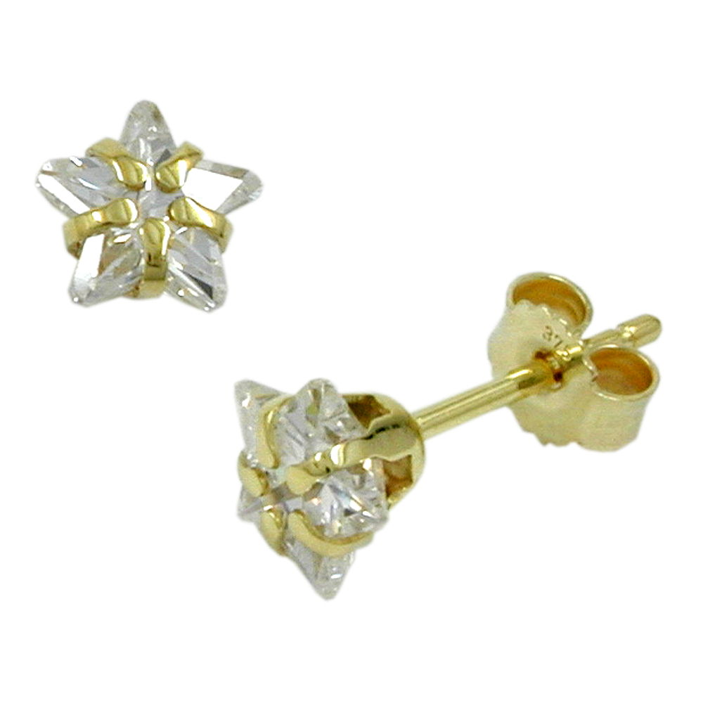 Stecker, mit Zirkonia-Stern, 9Kt verschiedene Farben