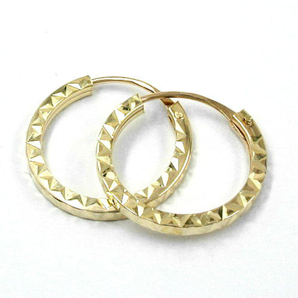 Creole, 13mm, Vierkant diamantiert 9Kt