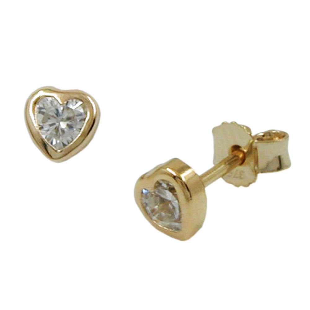 Stecker, Zirkonia Herz, 9Kt verschiedene Farben