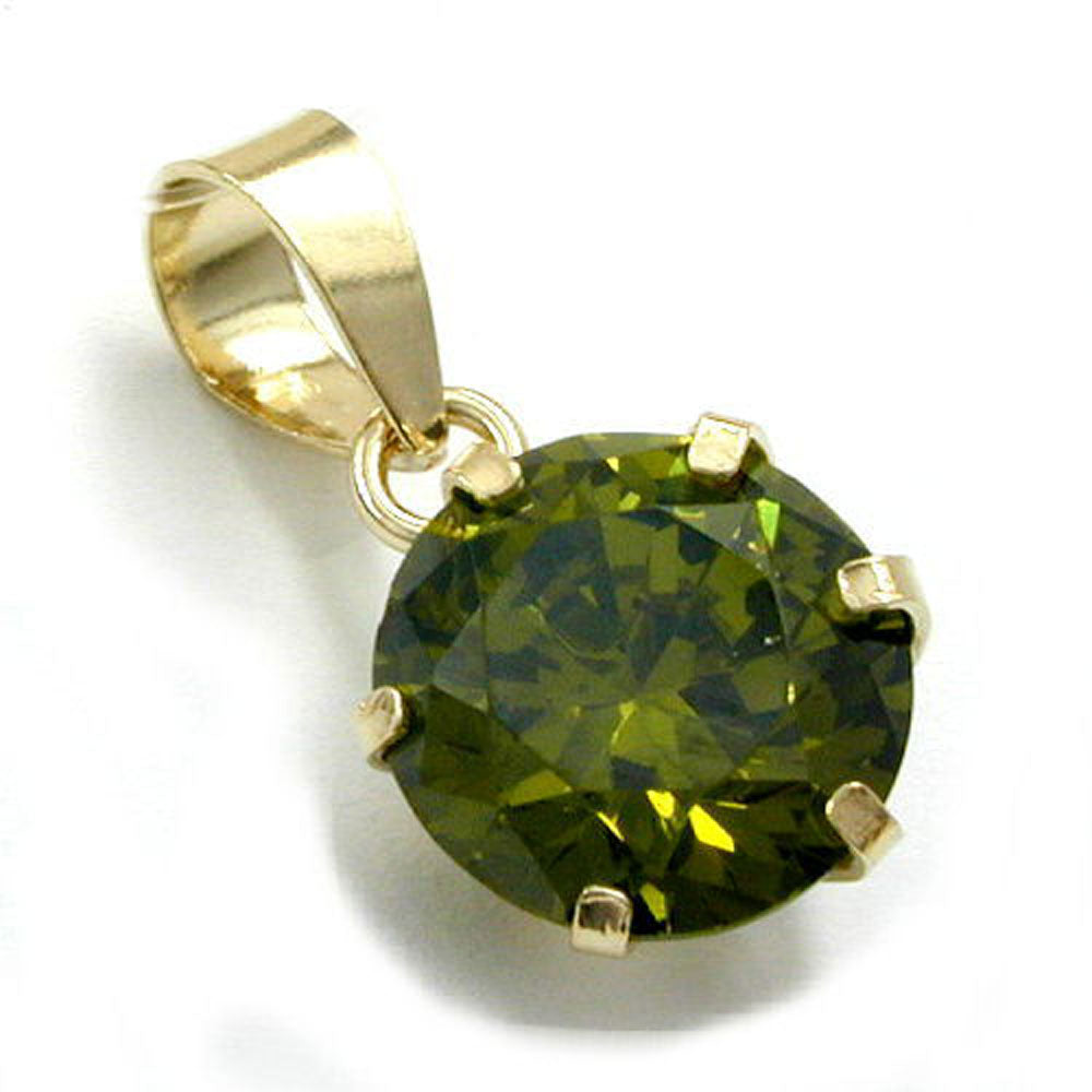 Anhänger, 8mm großer Zirkonia verschiedene Farben, 9Kt