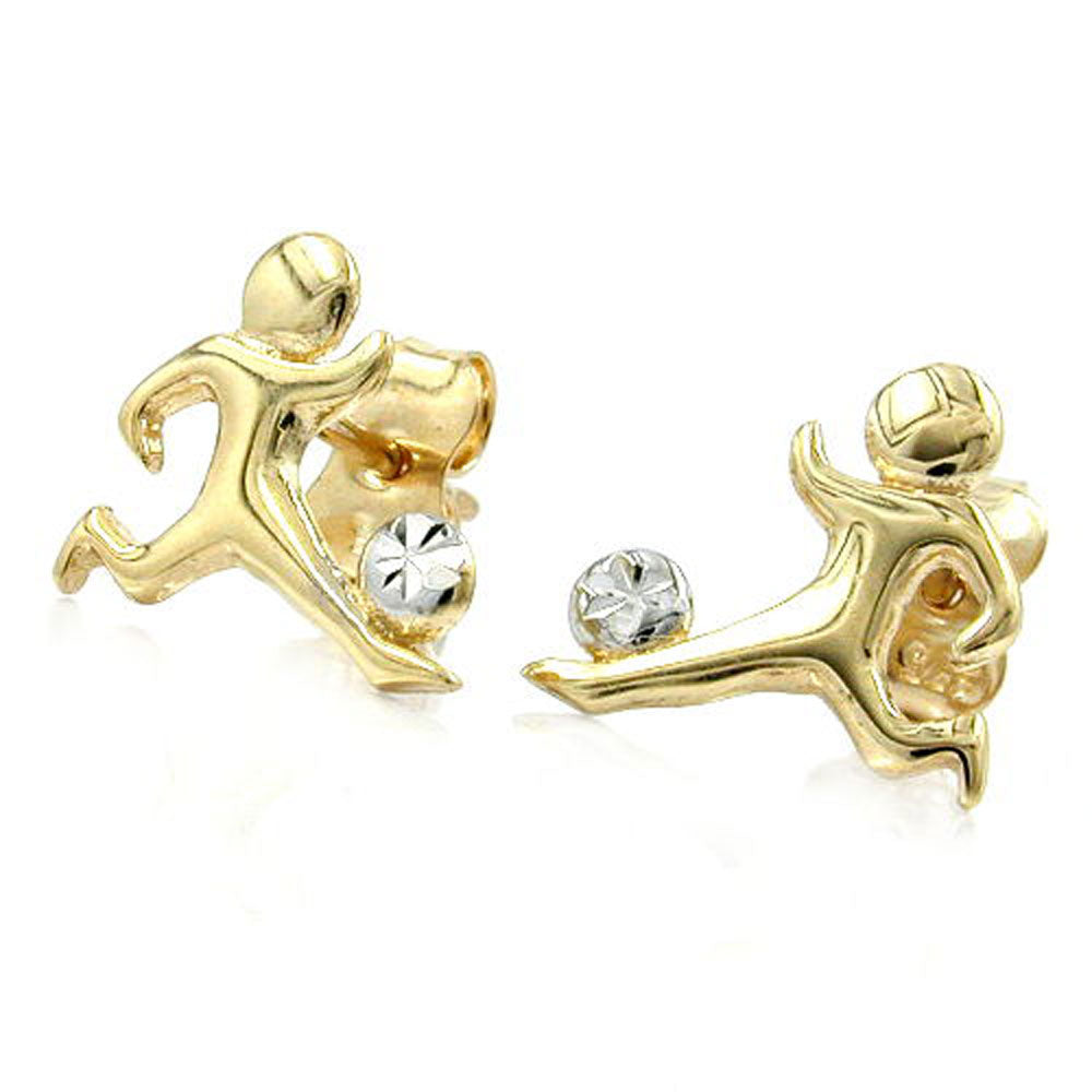 Stecker verschiedene Größen Fußballer mit Ball bicolor 9Kt verschiedene Farben