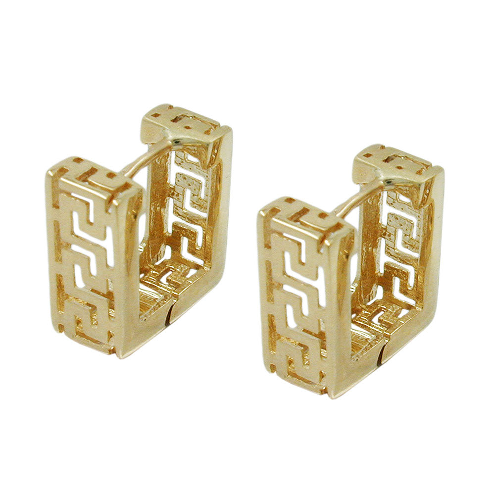 Creole Ohrring verschiedene Größen Klappscharnier Viereck matt-glänzend Muster 9Kt verschiedene Farben