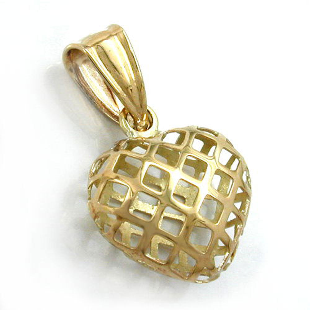 Anhänger, Gitter-Herz, 9Kt verschiedene Farben