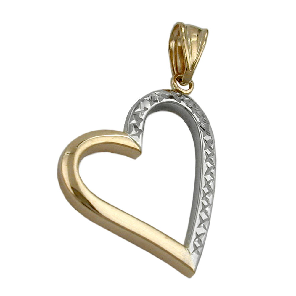 Anhänger, Herz offen bicolor, 9Kt verschiedene Farben
