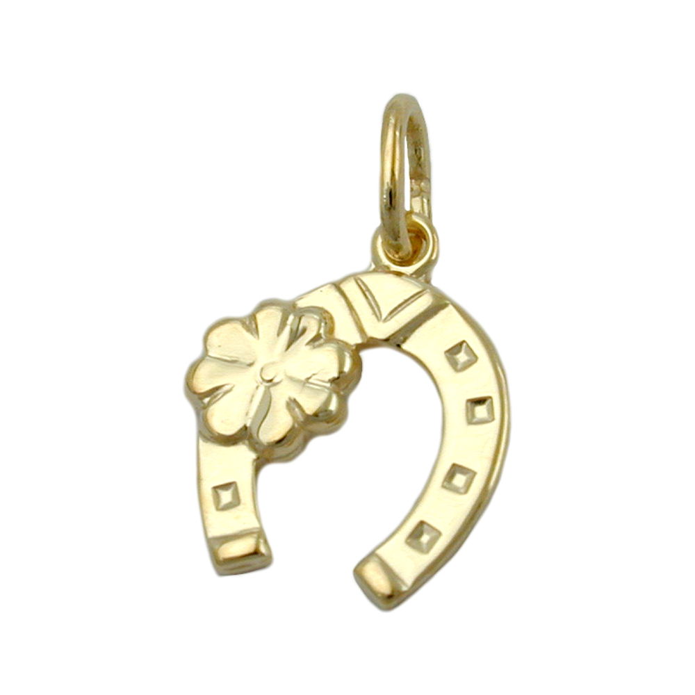 Anhänger, Hufeisen, 9Kt verschiedene Farben