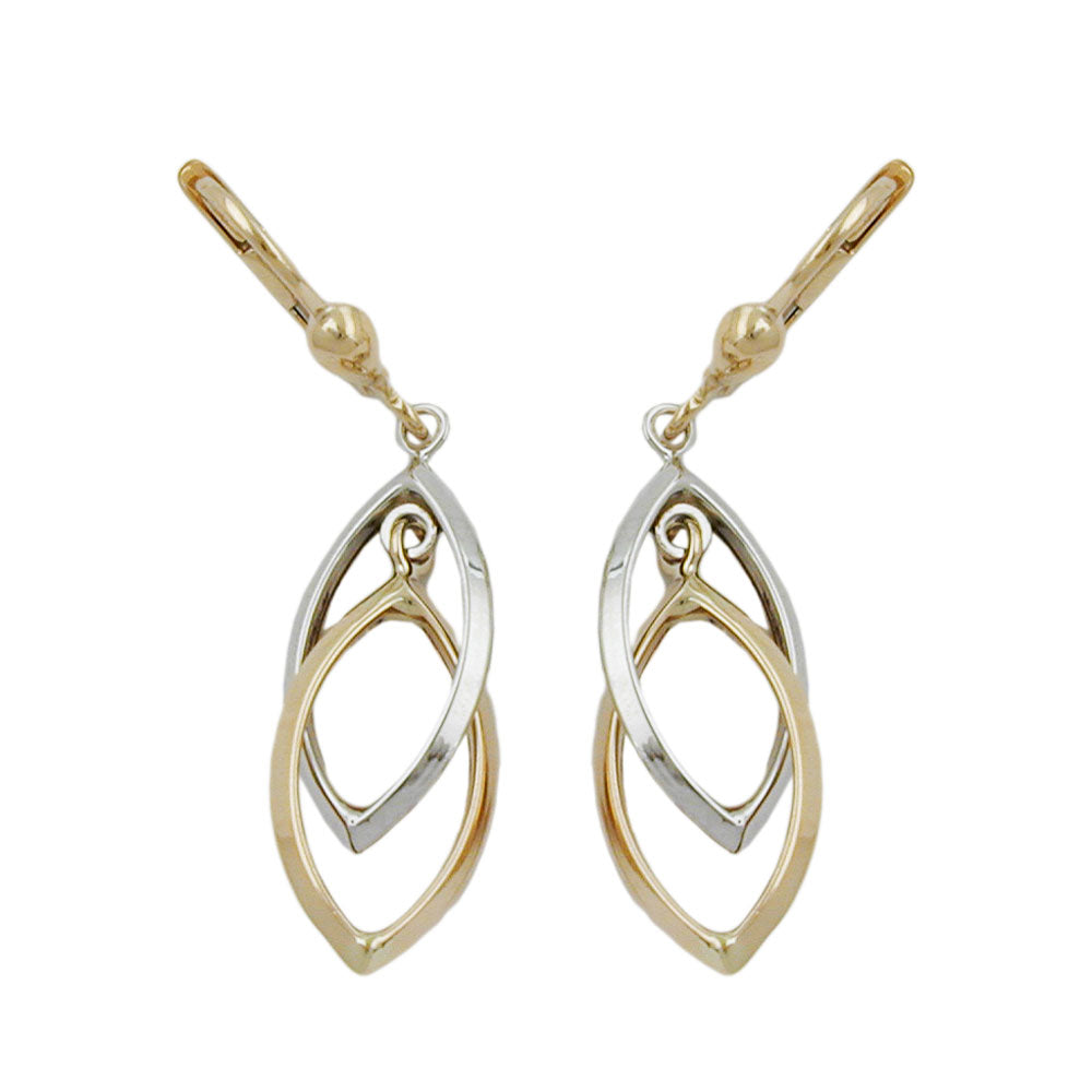 Ohrbrisur Ohrhänger Ohrringe verschiedene Größen 3 Rhomben tricolor 9Kt verschiedene Farben