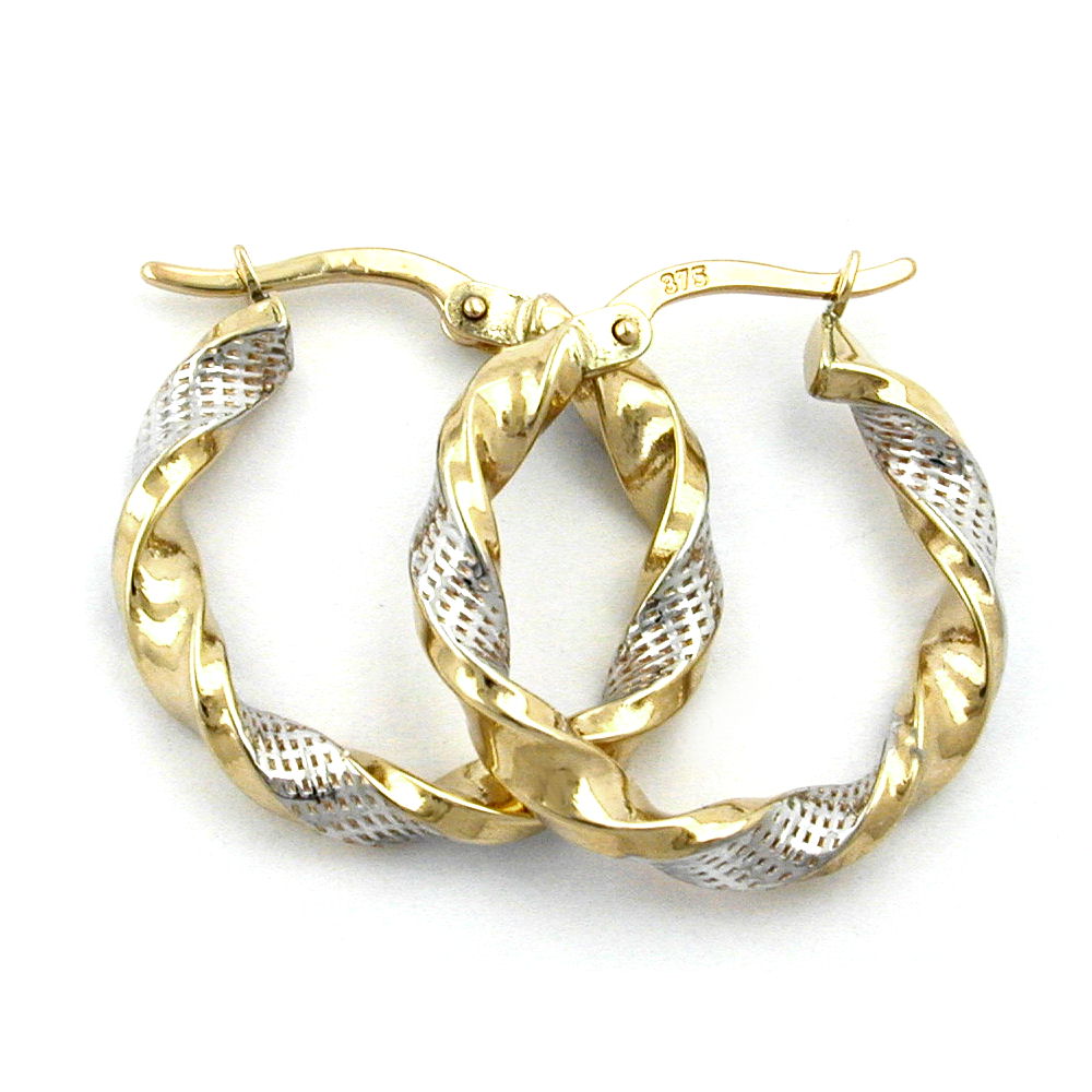 Creole gedreht teil-rhodiniert 9Kt verschiedene Farben