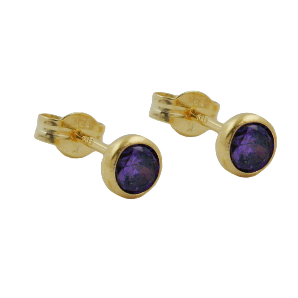 Ohrstecker Ohrring 4,5mm Zirkonia amethyst-gefärbt 8Kt verschiedene Farben