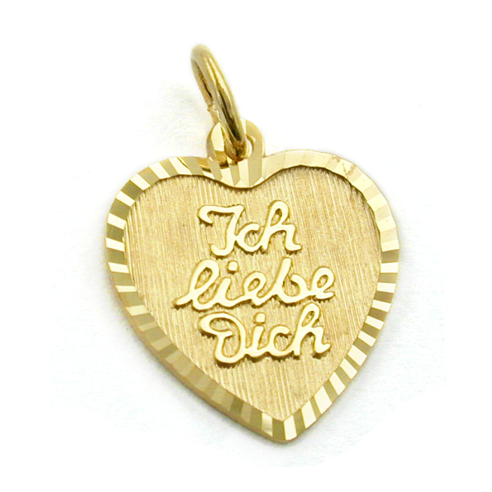 Anhänger Herz -Ich liebe Dich-, 9Kt verschiedene Farben