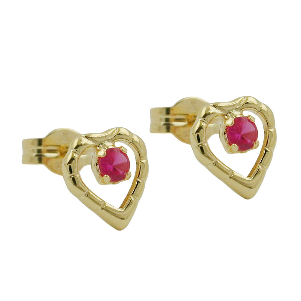 Stecker verschiedene Größen Herz mit synthetischem Rubin 8Kt verschiedene Farben