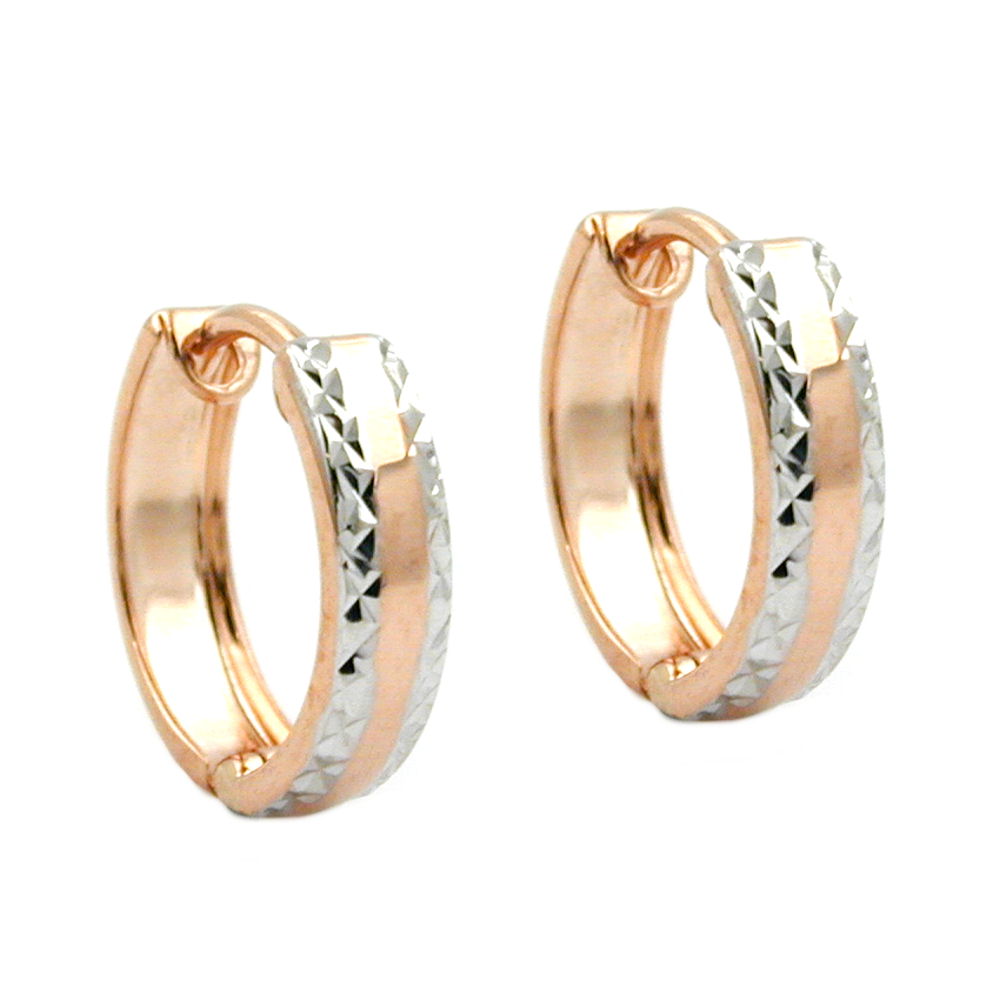 Creole, bicolor diamantiert 9Kt Rotgold