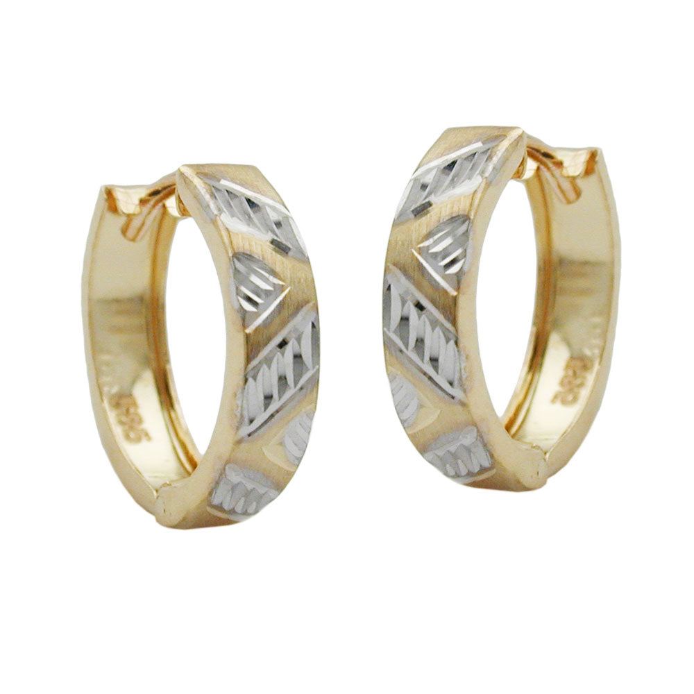 Creole Ohrring verschiedene Größen Klappscharnier bicolor 14Kt verschiedene Farben