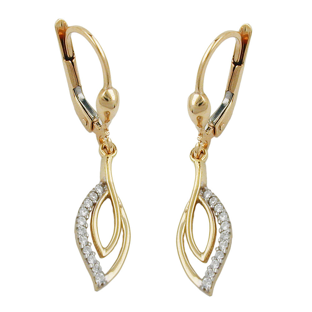 Ohrbrisur Ohrhänger Ohrringe verschiedene Größen mit vielen Zirkonias glänzend 9Kt verschiedene Farben