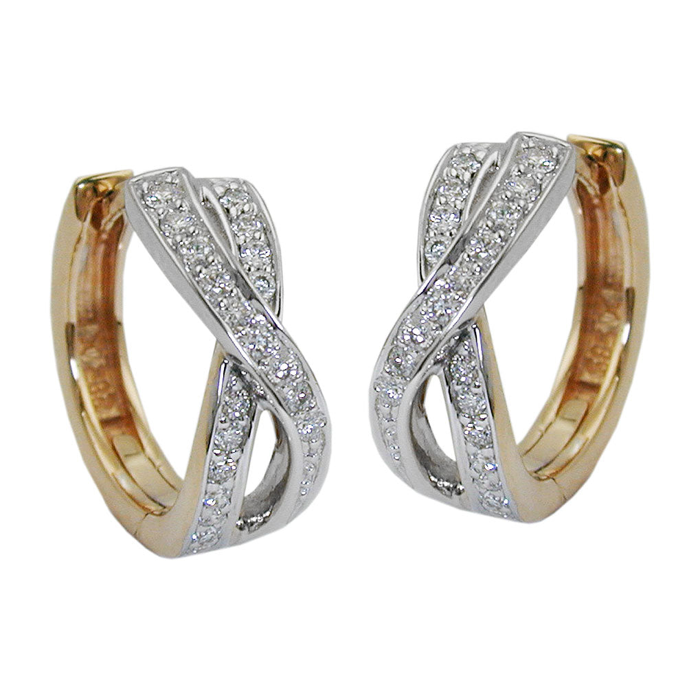 Creole verschiedene Größen Klappscharnier bicolor mit Brillant-0,20Kt GHSI 14Kt verschiedene Farben