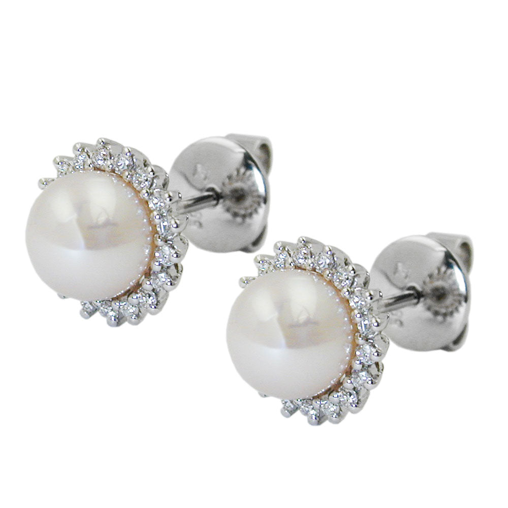 Ohrstecker Ohrring 9mm Süßwasserzuchtperle 6mm Brillant-0,2Kt 14Kt verschiedene Farbenverschiedene Farben