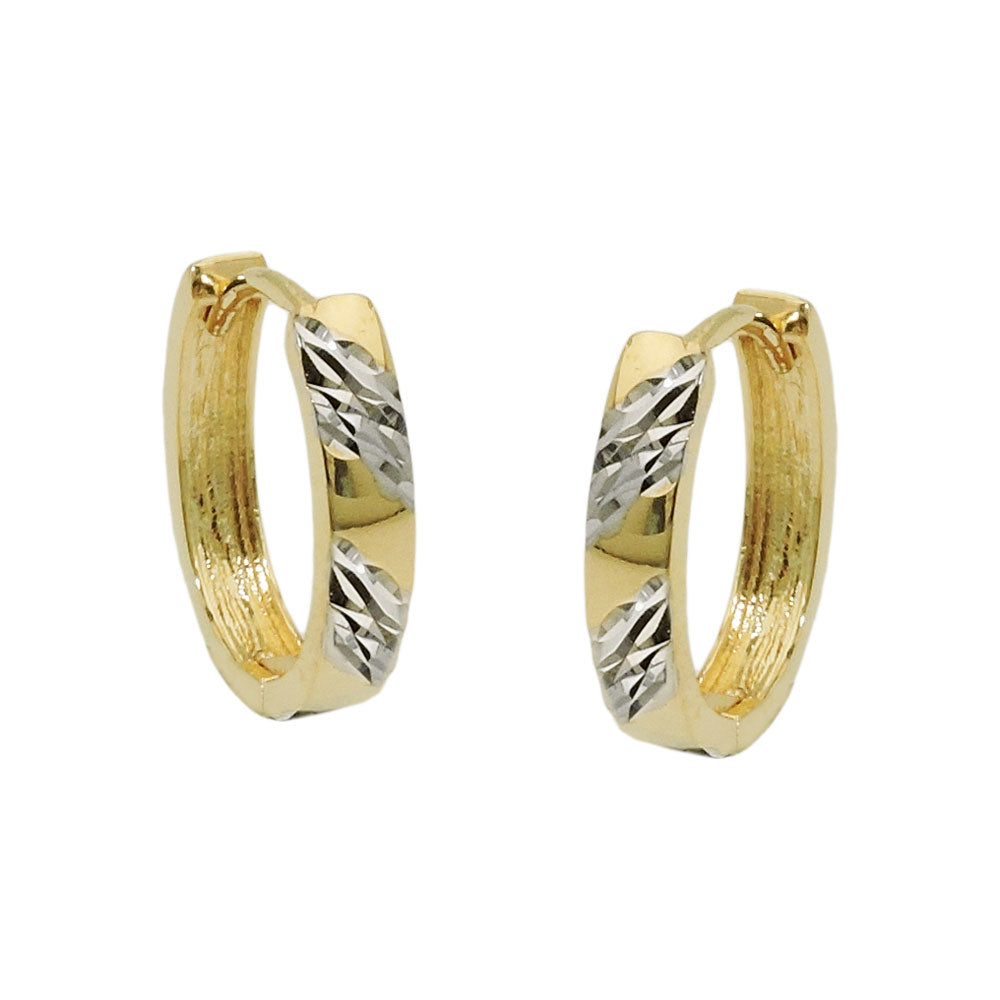 Creole 15x12x3mm Klappscharnier oval bicolor rhodiniert diamantiert 9Kt verschiedene Farben