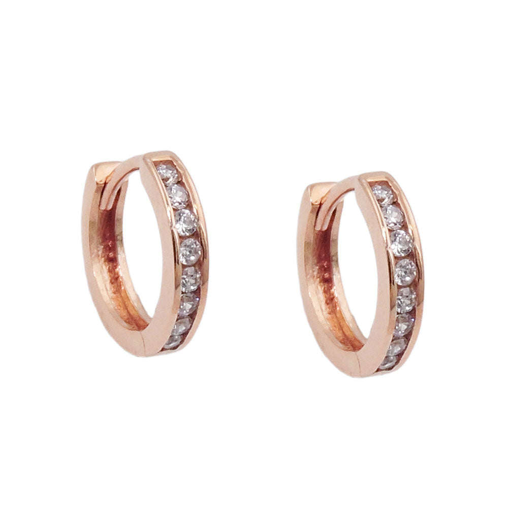 Creole verschiedene Größen Klappscharnier mit Zirkonias 9Kt Rotgold