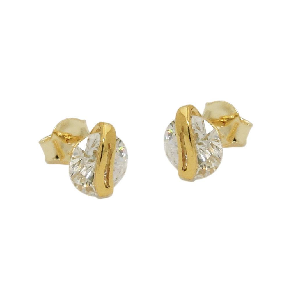 Stecker 6mm großer Zirkonia rund mit Schluppe 9Kt verschiedene Farben