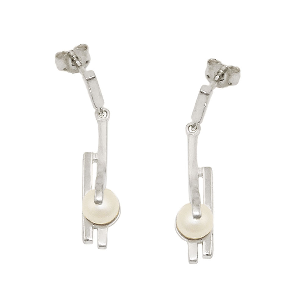 Stecker, Perle 5 SWZP, matt-glzd, 925