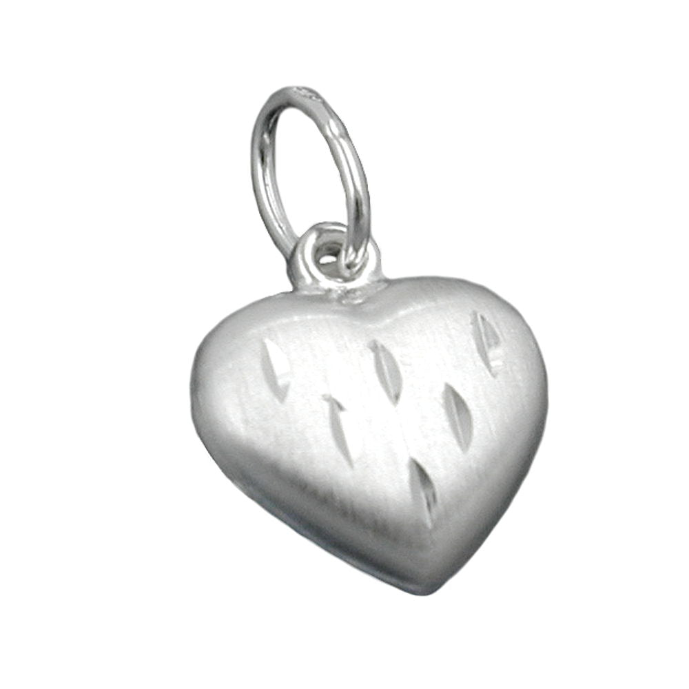 Anhänger Herz matt-diam. Silber 925