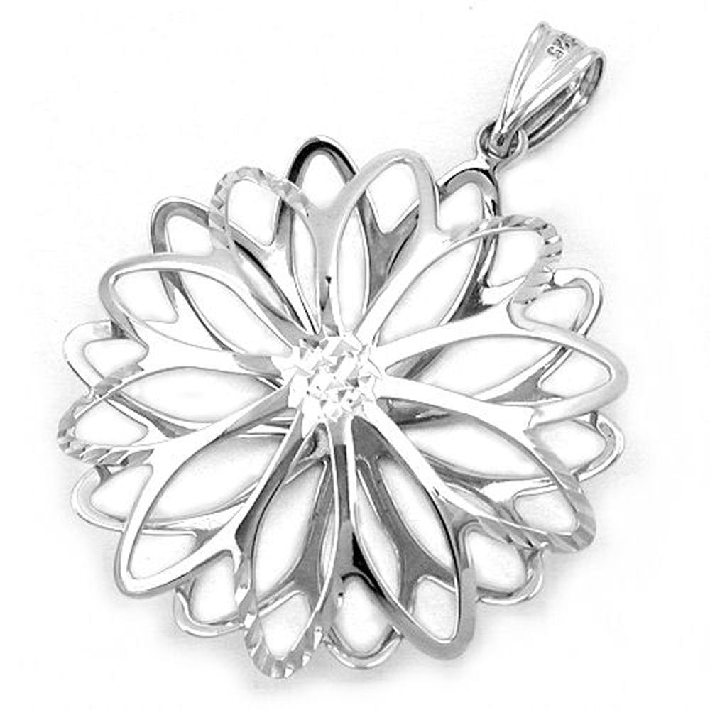 Anhänger, Blume rhodiniert, Silber 925