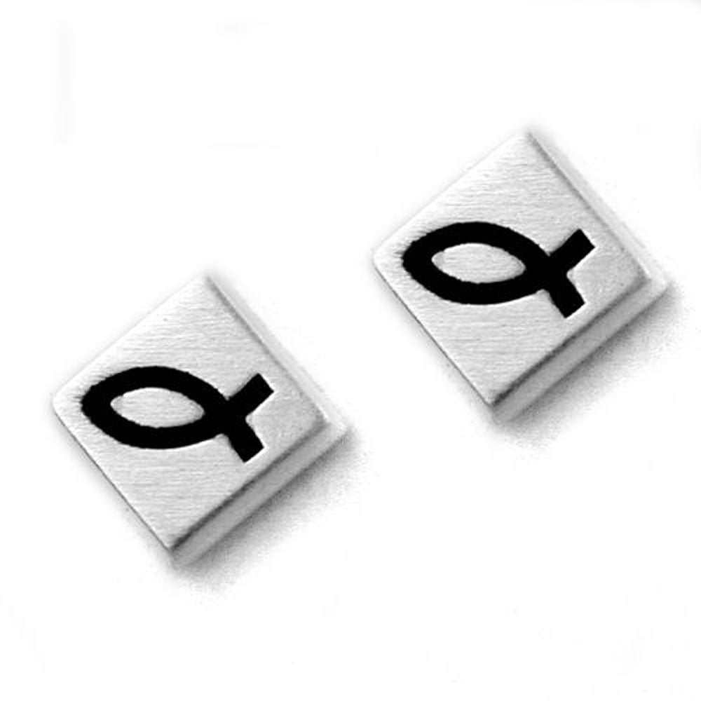 Ohrstecker Ohrring verschiedene Größen matt Fisch-Symbol verschiedene Farben lackiert Silber 925