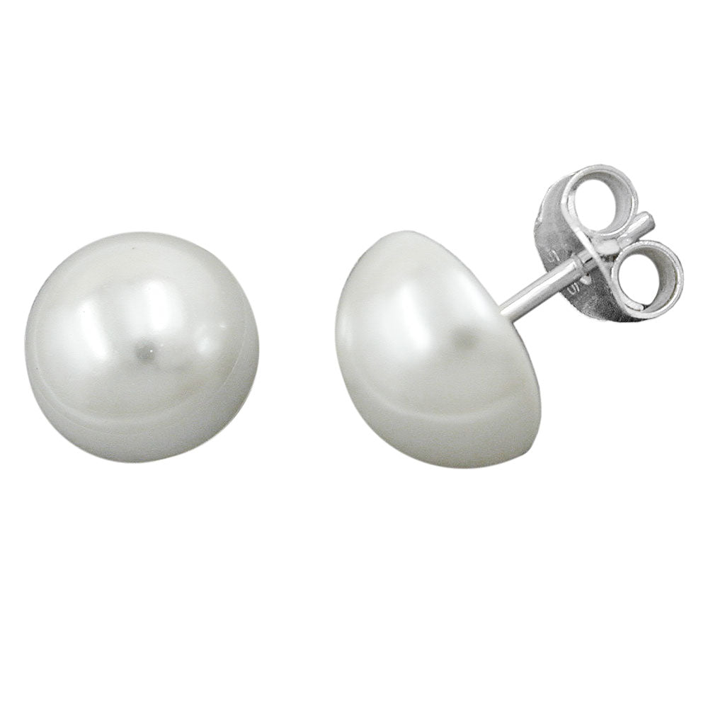 Ohrstecker Ohrring 10mm Imitatperle wachsweiß Silber 925