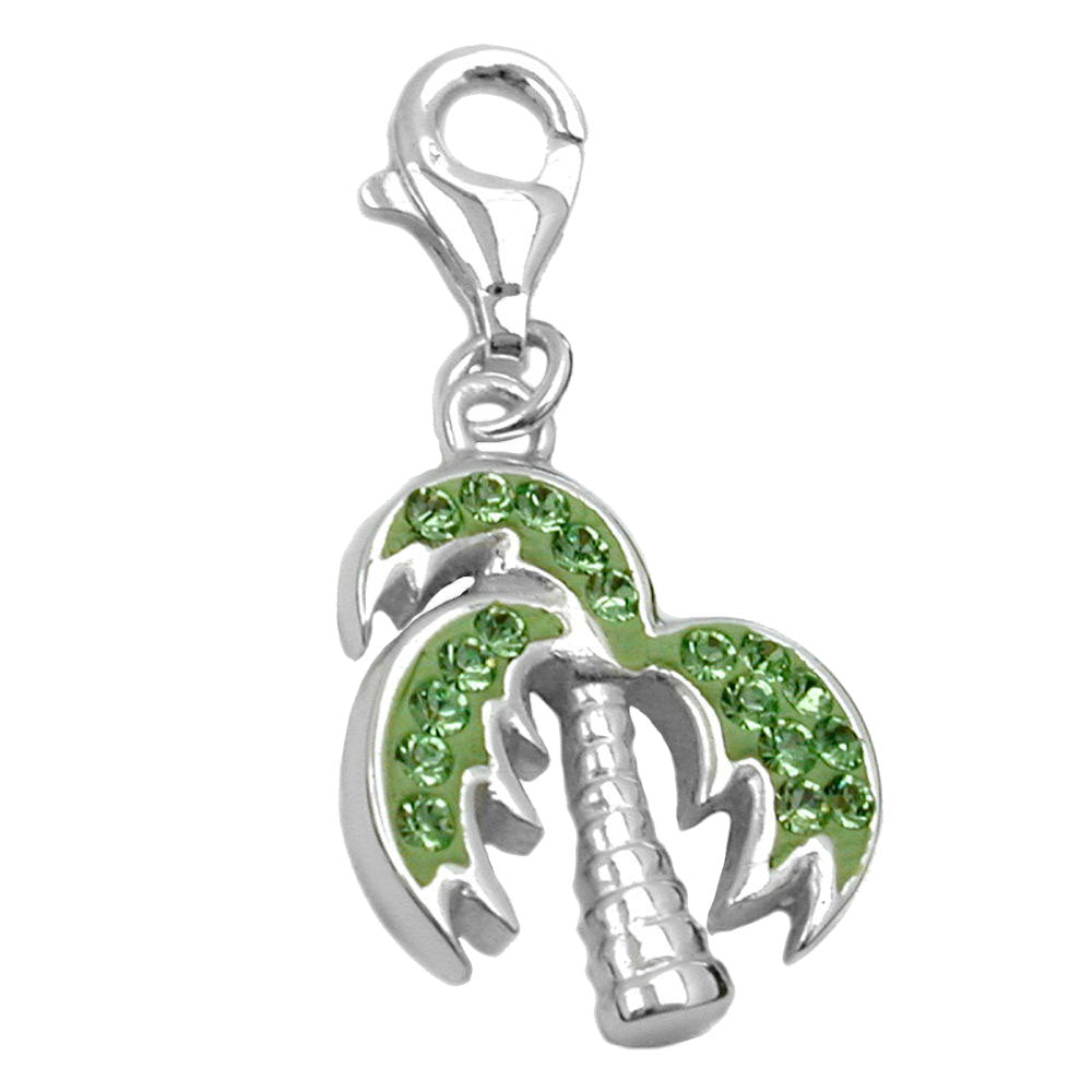 Anhänger verschiedene Größen Charm Palme Glassteine Silber 925