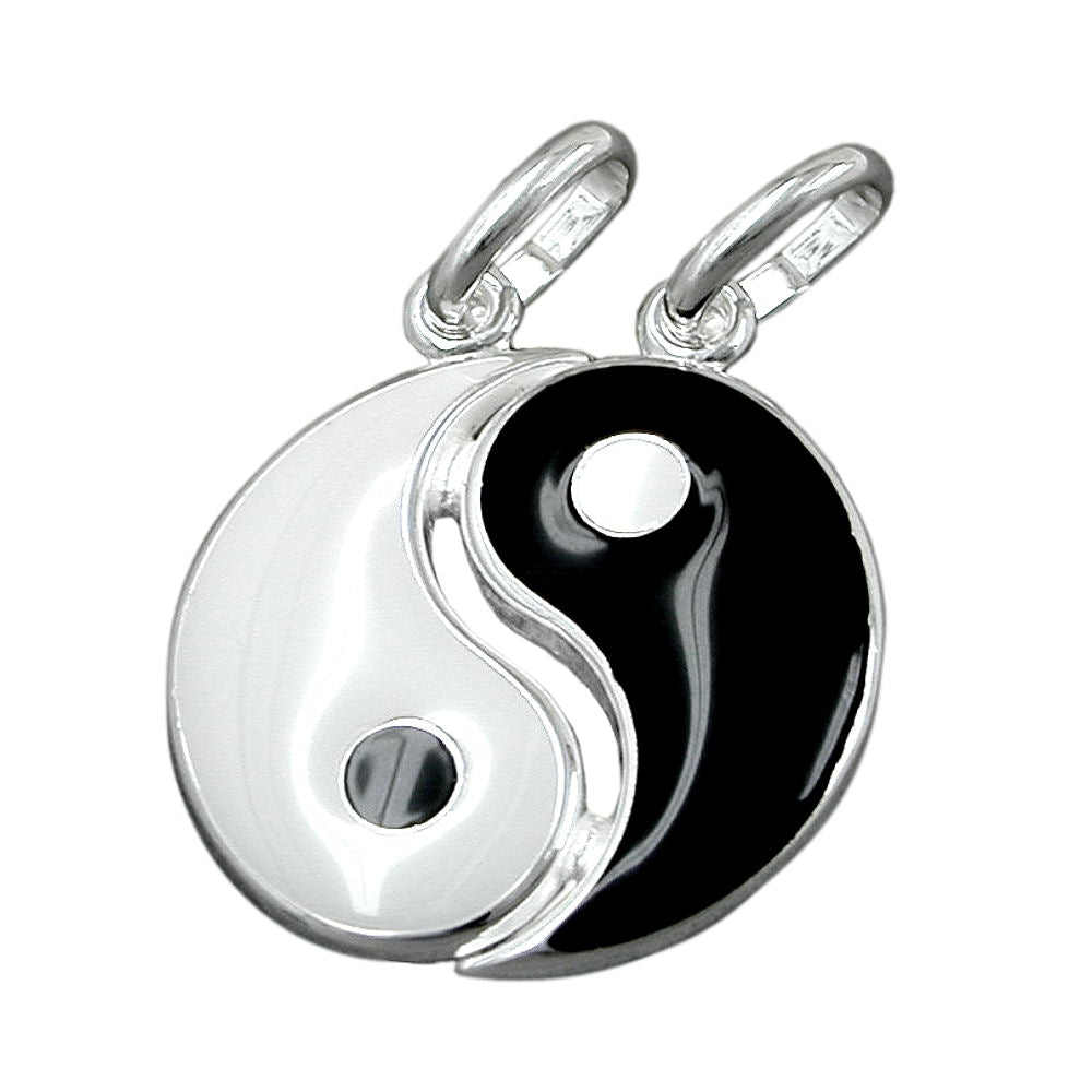 Anhänger Yin Yang 16mm verschiedene Farben weiß lackiert Silber 925
