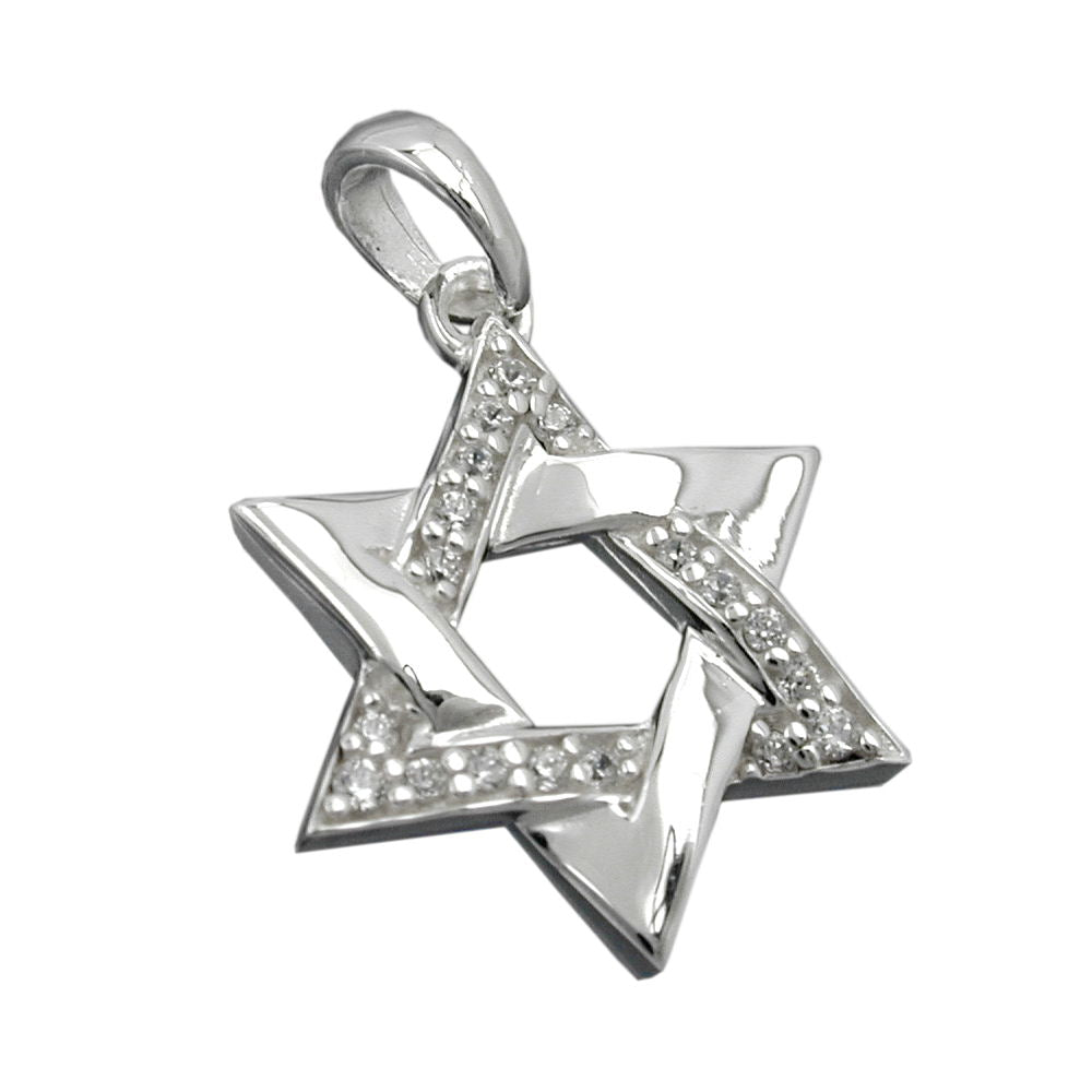 Anhänger 26mm rund mit Zirkonias glänzend rhodiniert Silber 925