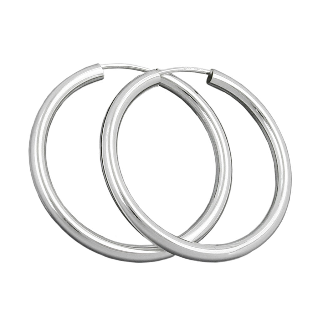 Creole 14mm Drahtcreole mit Steckverschluss glänzend Silber 925