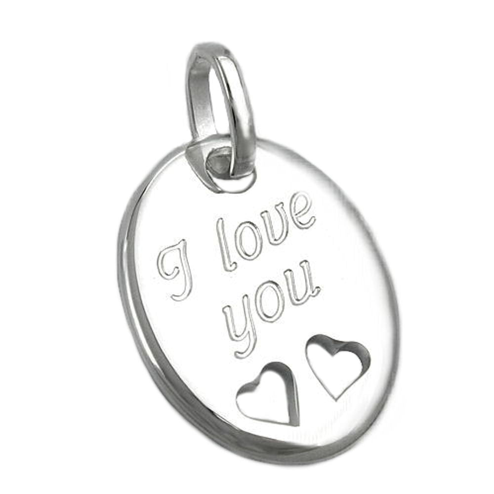 Anhänger verschiedene Größen Herz mit Gravur -I love you- Silber 925