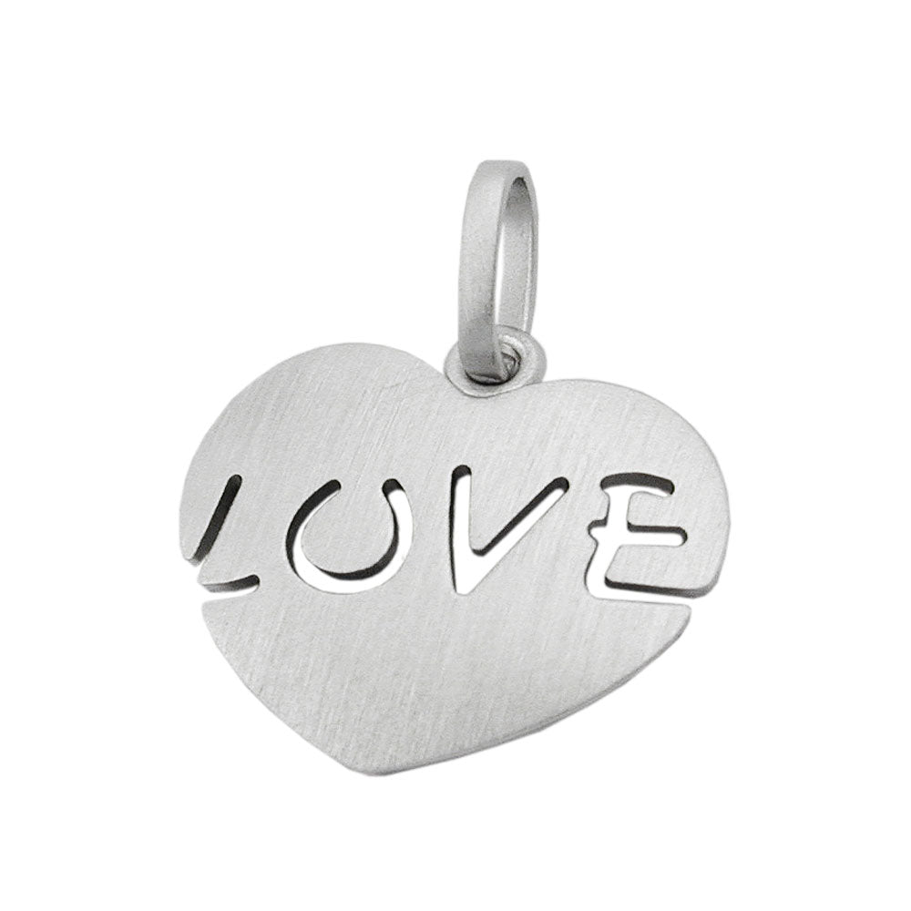 Anhänger 16x20,5mm Herz mit Inschrift - be mine - mattiert rhodiniert Silber 925