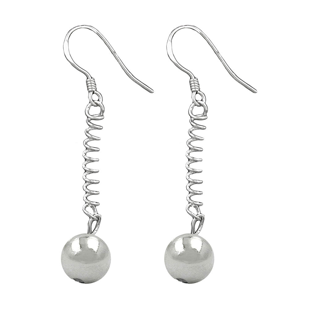 Ohrhaken verschiedene Größen mit Kugel und Feder rhodiniert Silber 925