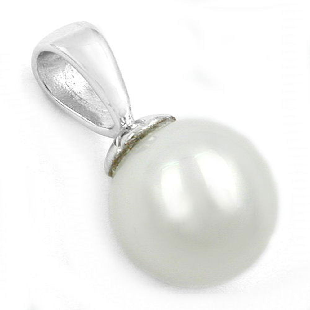 Anhänger, 10mm Perle Imitat, Silber 925