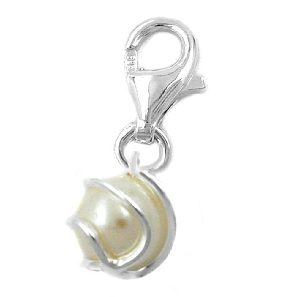 Anhänger Charm Perle-Imitat 6mm umwickelt Silber 925