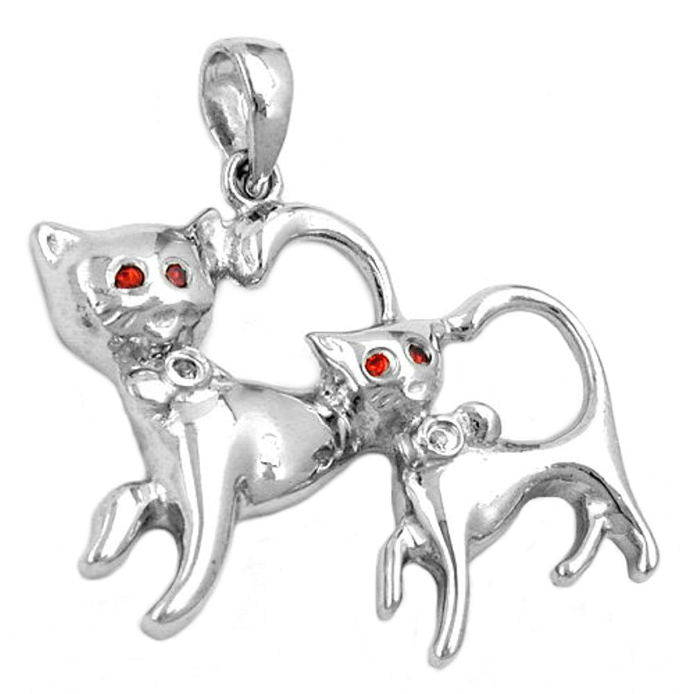 Anhänger, 2 Katzen, rhodiniert, 925
