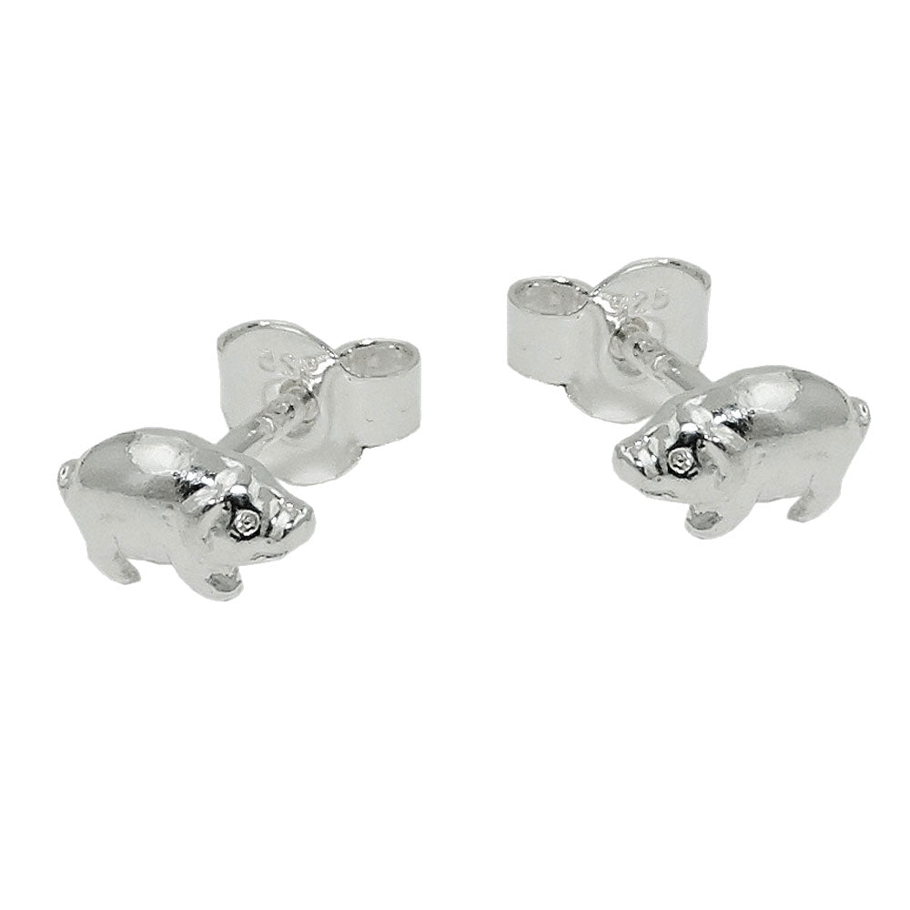 Stecker Schweinchen glänzend Silber 925