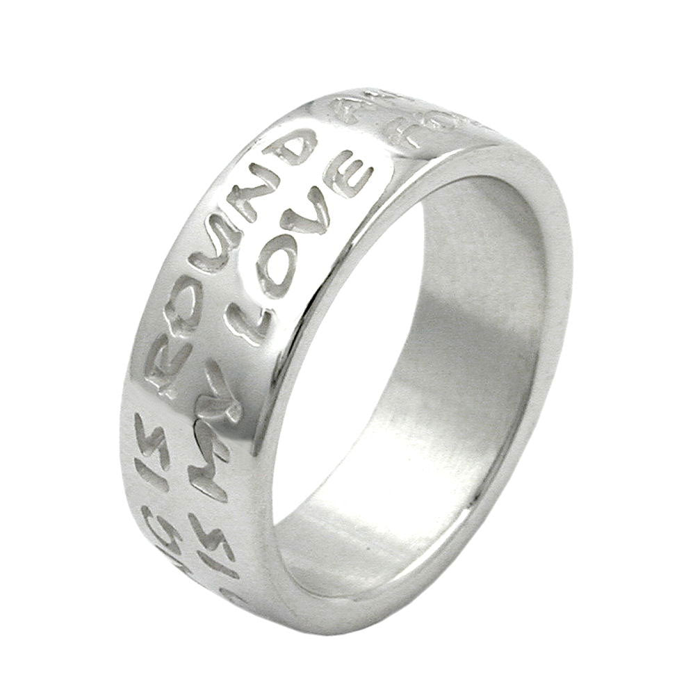 Ring 8mm mit Prägung LOVE HAS NO END Silber 925 verschiedene Ringgrößen