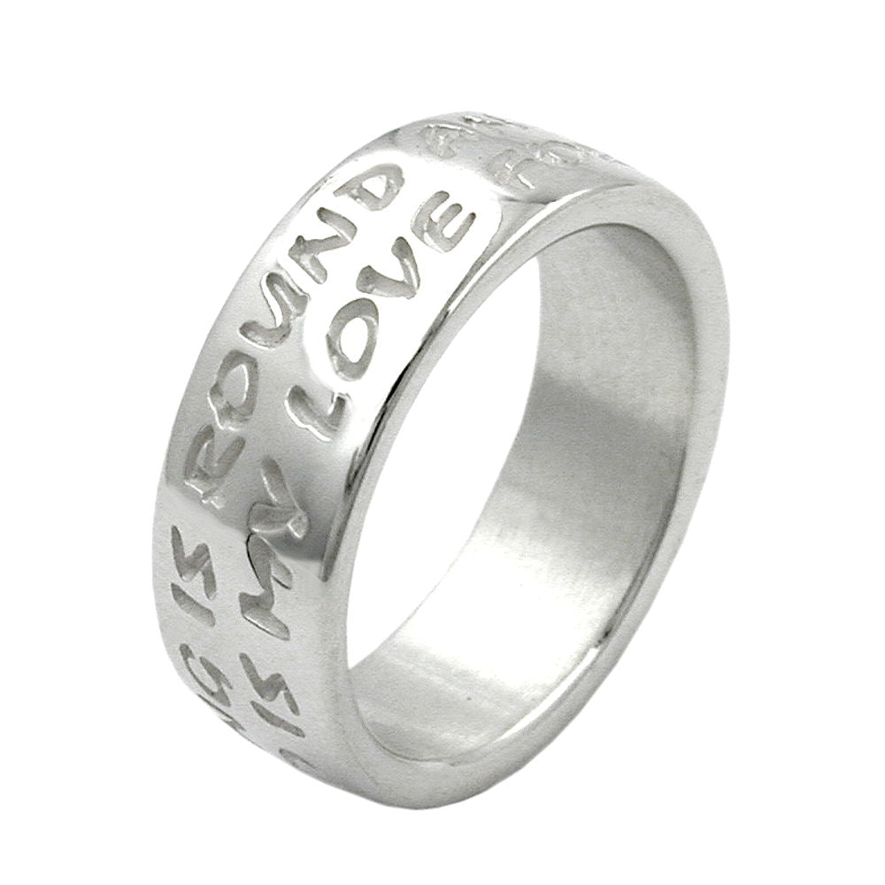 Ring 8mm mit Prägung LOVE HAS NO END Silber 925 verschiedene Ringgrößen