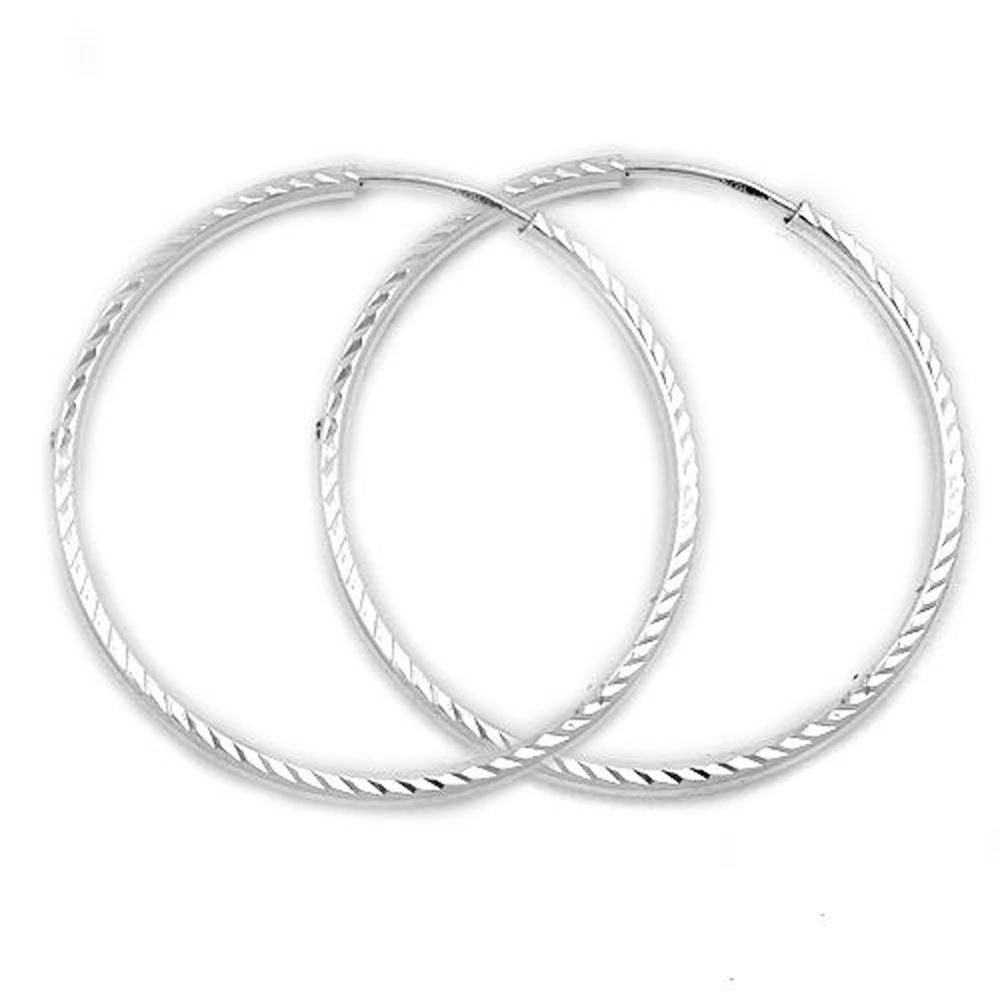 Creole 20mm diamantiert Drahtcreole mit Steckverschluss Silber 925