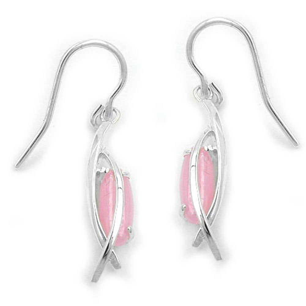 Ohrhaken, Zirkonia milky-verschiedene Farben, 925