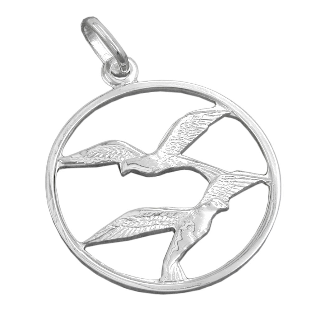 Anhänger, rund, mit 2 Vögeln, 925