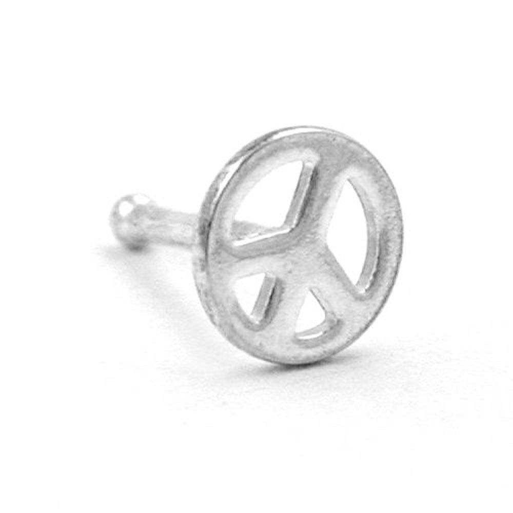 Nasenstecker 5mm Piercing Peace/Friedens-Symbol Kugel Silber 925