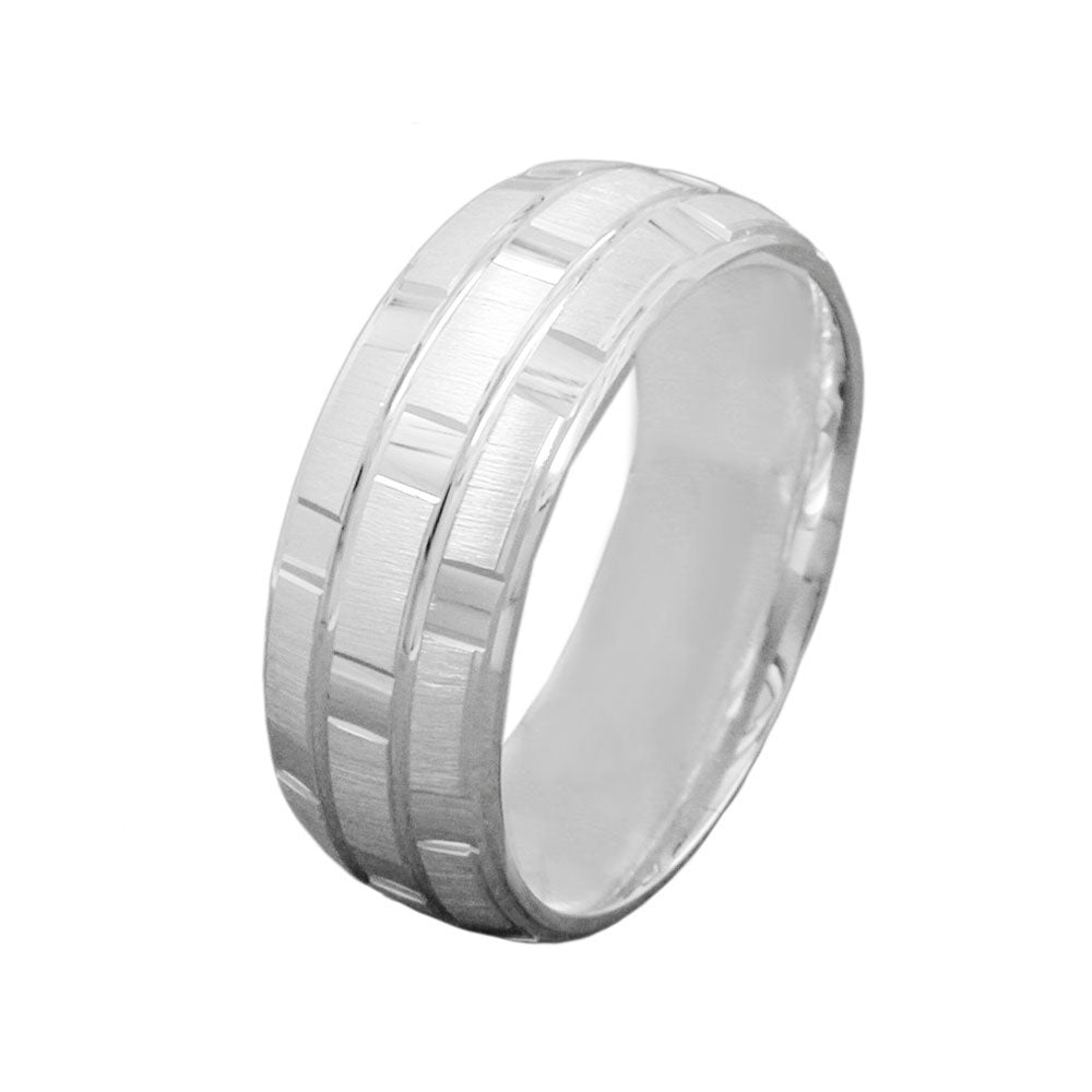 Ring, matt-glänzend, kariert, Silber 925